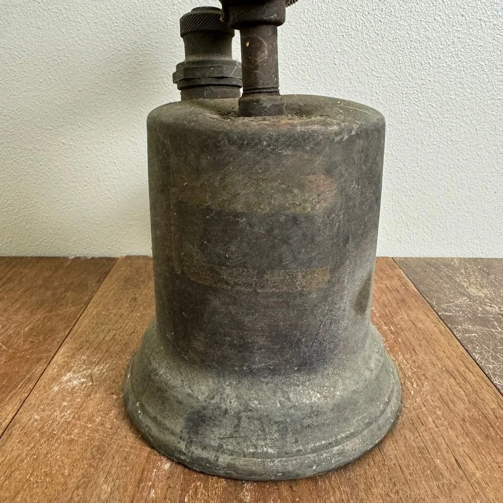 1940s Otto Bernz brass blowtorch wood handle Rochester NY Rusty Man Cave Decor